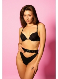 Эффектный черный пояс из лаковой эко-кожи - БДСМ Арсенал - купить с доставкой в Новокуйбышевске