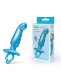 Голубая анальная пробка для массажа простаты Hither Silicone Prostate Plug - 14,3 см. - b-Vibe - в Новокуйбышевске купить с доставкой