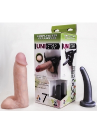 Страпон-унисекс с двумя насадками UNI strap 7  Harness - 19 и 16 см. - LOVETOY (А-Полимер) - купить с доставкой в Новокуйбышевске