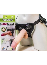 Страпон-унисекс с двумя насадками UNI strap 7  Harness - 19 и 16 см. - LOVETOY (А-Полимер) - купить с доставкой в Новокуйбышевске