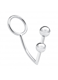 Кольцо на пенис с анальным стимулятором Two Bead Stainless Steel Anal Hook   Cock Ring - BlueLine - в Новокуйбышевске купить с доставкой