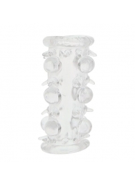 Прозрачная насадка на пенис с шипами и бугорками JELLY JOY LUST CLUSTER CLEAR - Dream Toys - в Новокуйбышевске купить с доставкой