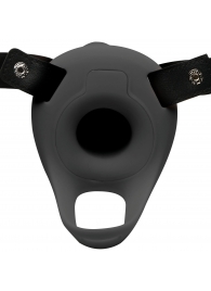Черный полый страпон с вибрацией 2’’ Erection 28X Smooth Vibrating Silicone Penis Sheath - XR Brands - купить с доставкой в Новокуйбышевске