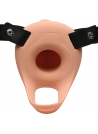 Телесный полый страпон 2  Erection 28X Smooth Vibrating Silicone Penis Sheath - 16 см. - XR Brands - купить с доставкой в Новокуйбышевске
