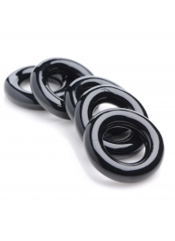 Комплект из 5 черных эрекционных колец для мошонки Ring Master Custom Ball Stretcher Kit - XR Brands - в Новокуйбышевске купить с доставкой