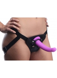 Лиловый поясной страпон Navigator Silicone G-Spot Dildo with Harness - 17,8 см. - XR Brands - купить с доставкой в Новокуйбышевске