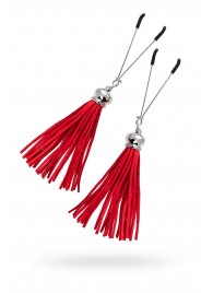 Зажимы на соски «Вилки» с красными кисточками из замши - Pecado - купить с доставкой в Новокуйбышевске