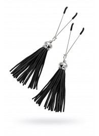 Зажимы на соски «Вилки» с черными кисточками из замши - Pecado - купить с доставкой в Новокуйбышевске