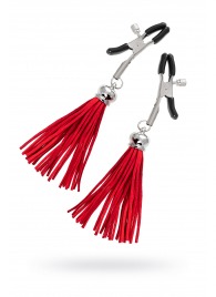 Зажимы на соски «Прищепки» с красными кисточками из замши - Pecado - купить с доставкой в Новокуйбышевске