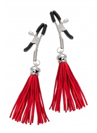 Зажимы на соски «Прищепки» с красными кисточками из замши - Pecado - купить с доставкой в Новокуйбышевске