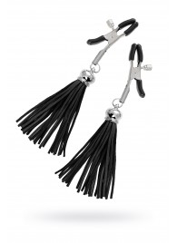 Зажимы на соски «Прищепки» с черными кисточками из замши - Pecado - купить с доставкой в Новокуйбышевске