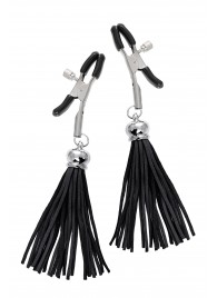 Зажимы на соски «Прищепки» с черными кисточками из замши - Pecado - купить с доставкой в Новокуйбышевске