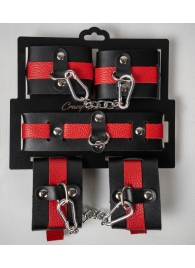 Черно-красный набор фиксаций: наручники, оковы и ошейник - Crazy Handmade - купить с доставкой в Новокуйбышевске