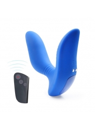 Синий вибромассажер простаты 3,5’’ Remote Control Curve P-spot Massager - 12 см. - Erokay - в Новокуйбышевске купить с доставкой