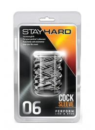 Прозрачная насадка с объёмными чёрточками STAY HARD COCK SLEEVE 06 CLEAR - Blush Novelties - в Новокуйбышевске купить с доставкой