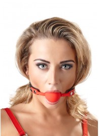 Силиконовый кляп-шар на чёрных ремешках Red Gag silicone - Orion - купить с доставкой в Новокуйбышевске
