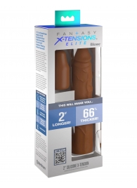 Коричневая насадка на член 2  Silicone X-tension - 20,3 см. - Pipedream - в Новокуйбышевске купить с доставкой