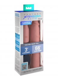 Телесная вибронасадка на член 3  Vibrating Mega X-tension with Remote - 22,9 см. - Pipedream - в Новокуйбышевске купить с доставкой