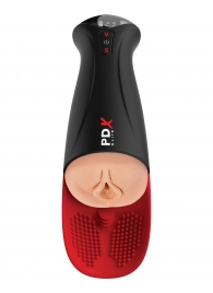 Телесный мастурбатор-вагина в черной колбе с вибрацией Fuck-O-Matic Pro XL - Pipedream - в Новокуйбышевске купить с доставкой