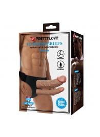 Темно-бежевый фаллопротез для двойного проникновения - 17,5 см. - Baile - купить с доставкой в Новокуйбышевске