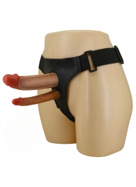 Темно-бежевый фаллопротез для двойного проникновения - 17,5 см. - Baile - купить с доставкой в Новокуйбышевске