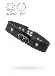 Черный чокер-ошейник со связанными кольцами на подложке - Pecado - купить с доставкой в Новокуйбышевске