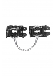 Черные кожаные наручники-браслеты из двух ремешков - Pecado - купить с доставкой в Новокуйбышевске