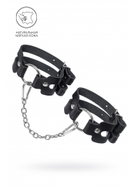 Черные кожаные оковы из двух ремешков - Pecado - купить с доставкой в Новокуйбышевске