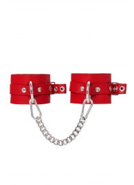 Красные мягкие кожаные оковы с люверсами - Pecado - купить с доставкой в Новокуйбышевске