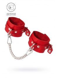Красные мягкие кожаные оковы с люверсами - Pecado - купить с доставкой в Новокуйбышевске