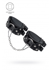 Черные кожаные оковы с двумя ремешками - Pecado - купить с доставкой в Новокуйбышевске