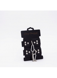 Черные кожаные наручники с регулируемыми ремешками - Crazy Handmade - купить с доставкой в Новокуйбышевске