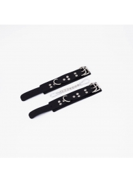 Черные кожаные наручники с регулируемыми ремешками - Crazy Handmade - купить с доставкой в Новокуйбышевске