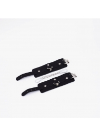 Черные кожаные наручники с хромированной фурнитурой - Crazy Handmade - купить с доставкой в Новокуйбышевске