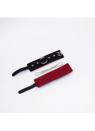 Черно-красные кожаные наручники - Crazy Handmade - купить с доставкой в Новокуйбышевске