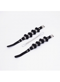 Черные кожаные оковы из звеньев - Crazy Handmade - купить с доставкой в Новокуйбышевске