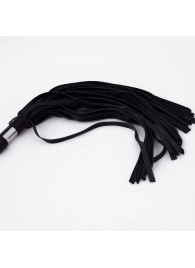 Черный кожаный флоггер со стальной ручкой - 45 см. - Crazy Handmade - купить с доставкой в Новокуйбышевске