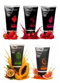 Набор из 5 съедобных лубрикантов JUJU (клубника, малина, тропические фрукты, вишня, грейпфрут) - JuJu - купить с доставкой в Новокуйбышевске