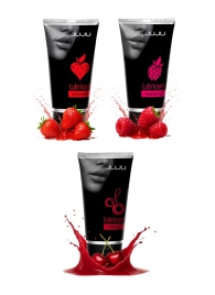 Набор из 3 съедобных лубрикантов JUJU (клубника, малина, вишня) - JuJu - купить с доставкой в Новокуйбышевске