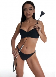 Стек с черным кожаным наконечником в виде сердца и металлической ручкой - 67 см. - Crazy Handmade - купить с доставкой в Новокуйбышевске