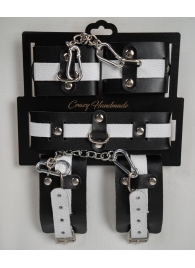 Набор фиксаторов из черной и белой натуральной кожи - Crazy Handmade - купить с доставкой в Новокуйбышевске