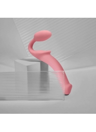 Розовый безремневой страпон Strap-on-me Semi-Realistic Bendable Strap-On size S - Strap-on-me - купить с доставкой в Новокуйбышевске