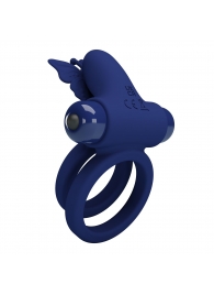 Синее эрекционное кольцо с вибростимуляцией клитора - Baile - в Новокуйбышевске купить с доставкой