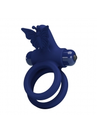 Синее эрекционное кольцо с вибростимуляцией клитора - Baile - в Новокуйбышевске купить с доставкой