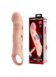 Телесная удлиняющая насадка с рельефом и вибрацией Brad - 21,3 см. - Baile - в Новокуйбышевске купить с доставкой