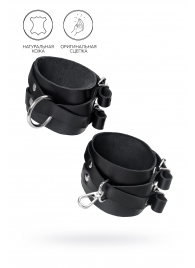 Черные кожаные оковы с двумя перекрёстными ремешками - Pecado - купить с доставкой в Новокуйбышевске