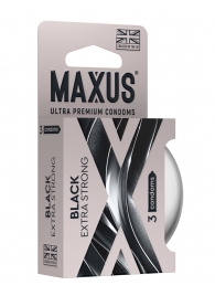 Черные утолщенные презервативы MAXUS Extra Strong с железным кейсом - 3 шт. - Maxus - купить с доставкой в Новокуйбышевске