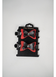 Черно-красные кожаные наручники с бантиками - Crazy Handmade - купить с доставкой в Новокуйбышевске