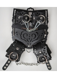 Черный ажурный кожаный набор фиксаций - Crazy Handmade - купить с доставкой в Новокуйбышевске