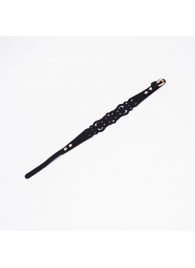 Черный ажурный чокер с золотистой фурнитурой - Crazy Handmade - купить с доставкой в Новокуйбышевске